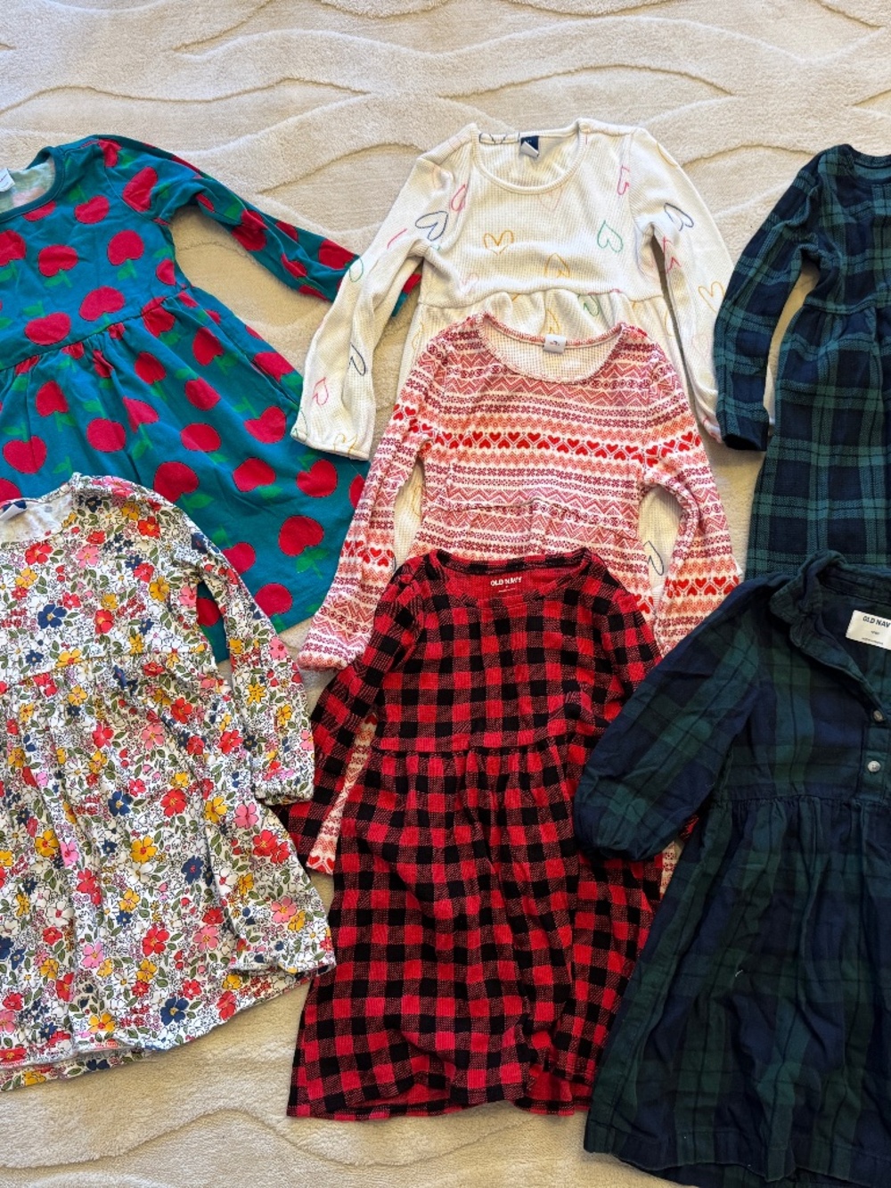 5 T Bundle of 7 long sleeve dresses.